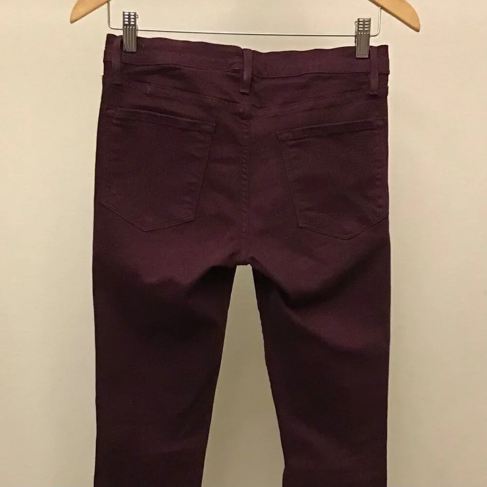 Frame 28 Le Skinny De Jeanne Mahogany Rips Women’s Skinny Burgundy Jeans Distres